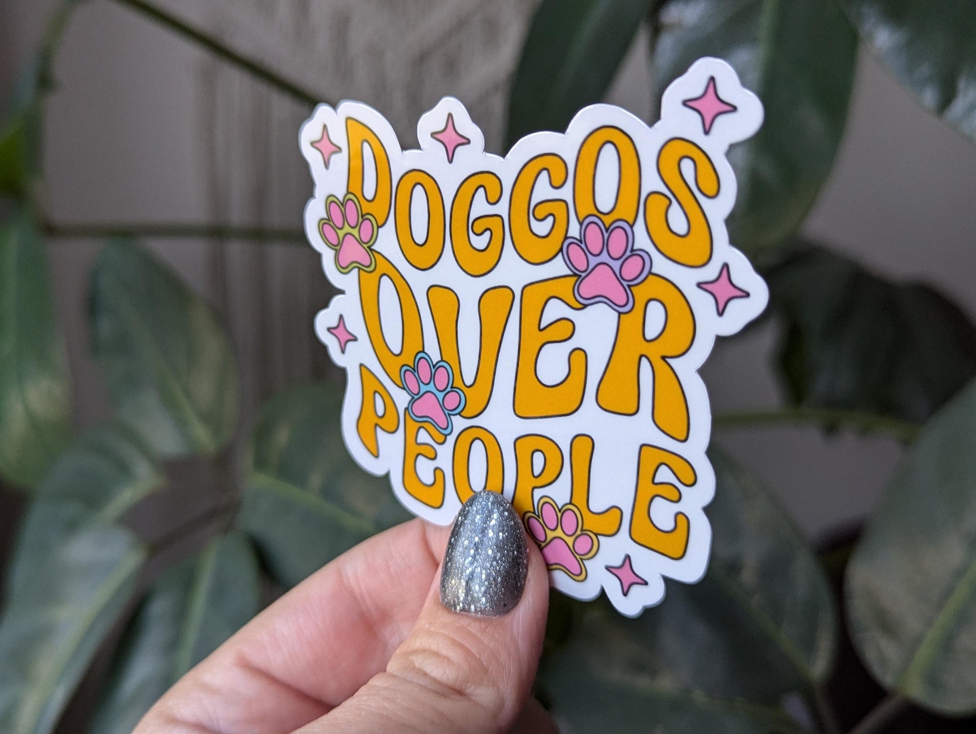 Dogs over people sticker, dog gift for dog owner, small gift for animal lover, introvert stickers for water bottle, pet stickers for laptop
