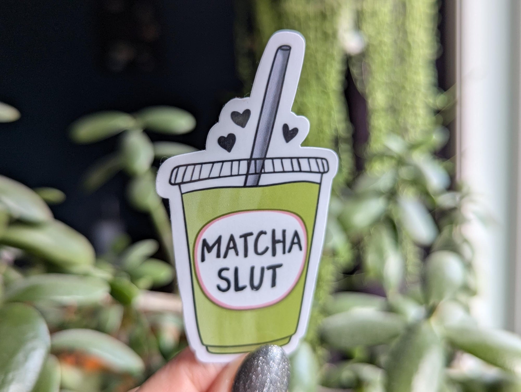 Matcha slut sticker, matcha latte sticker for water bottle, matcha lover gift, green tea sticker, girly aesthetic stickers for laptop, drink