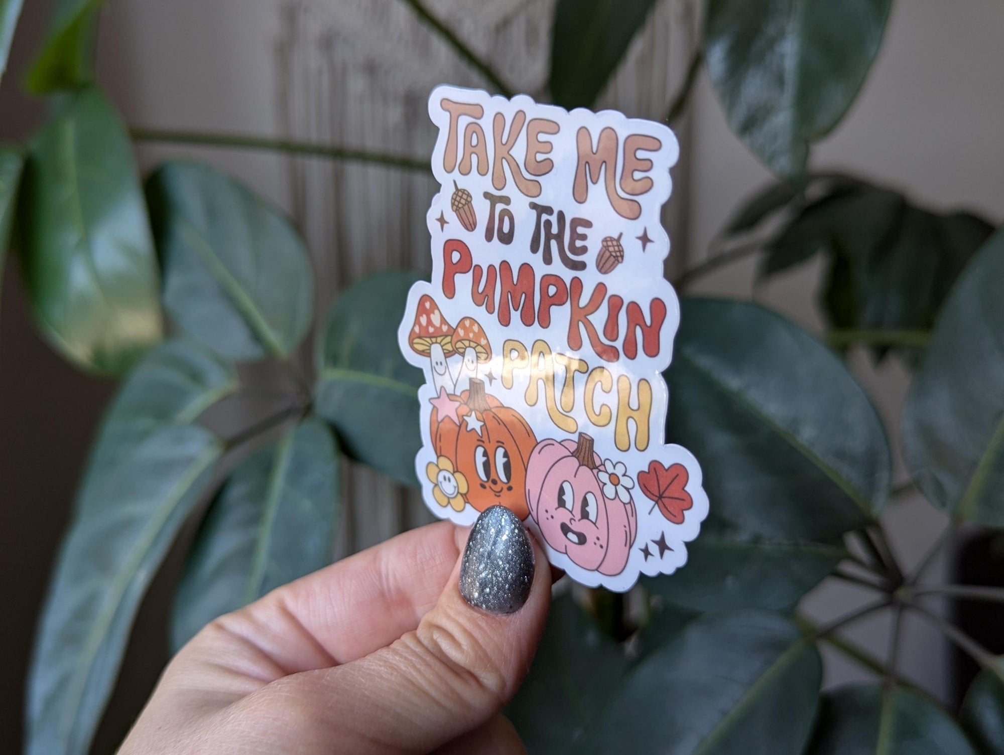 Take me to the pumpkin patch, autumn gifts for fall lovers, pumpkin patch sticker for laptop, Halloween sticker for water bottle, fall vibes