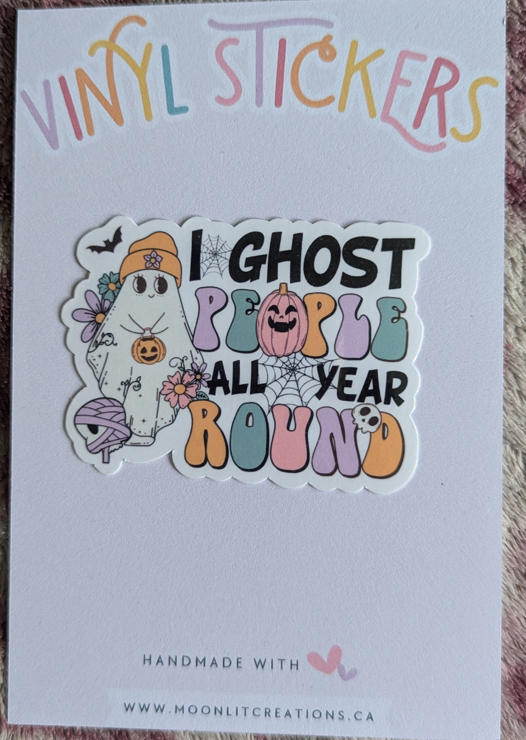 I ghost people all year round, funny Halloween stickers for kindle, fall gifts for women, pumpkin stickers for water bottle, ghost stickers