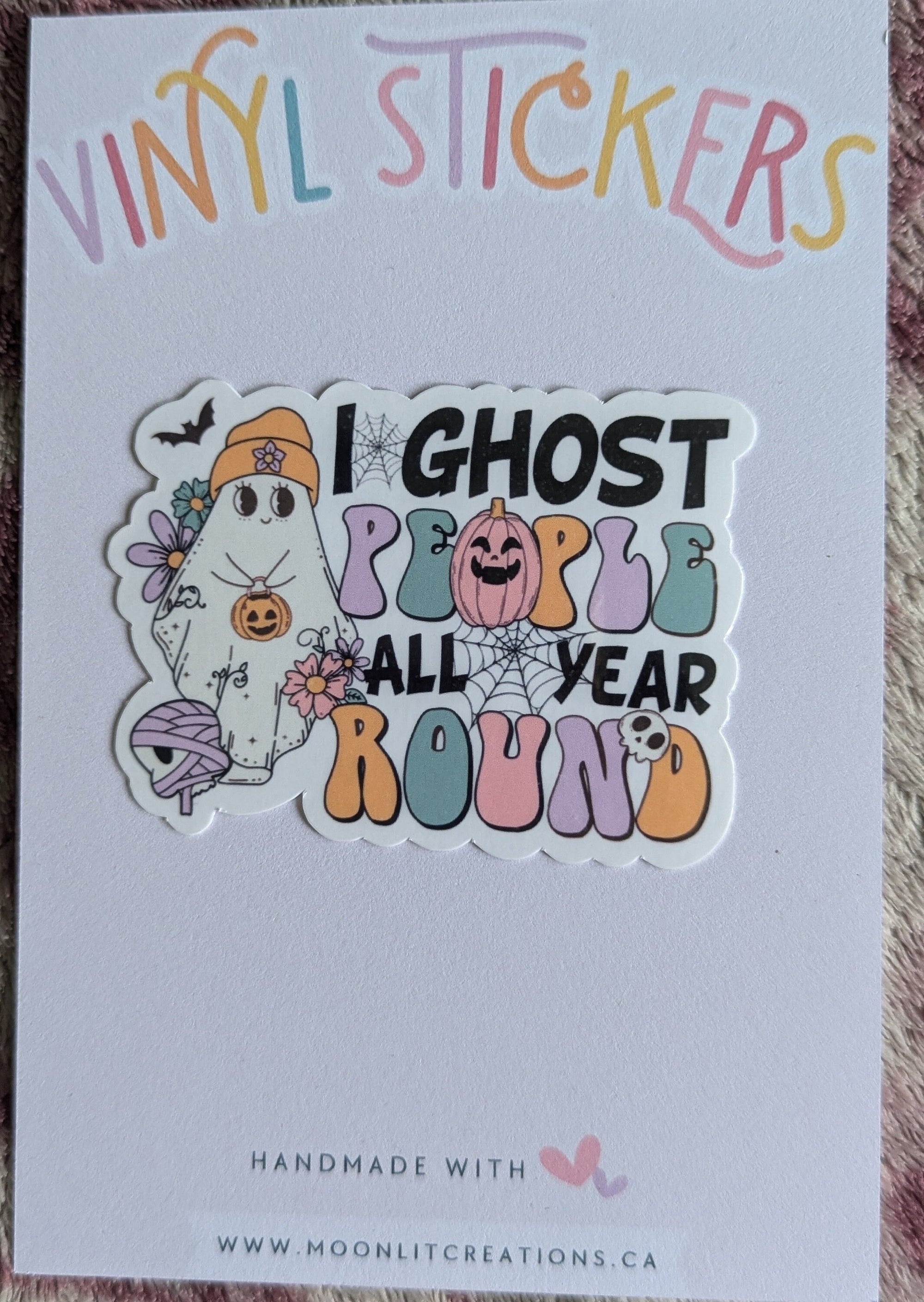 I ghost people all year round, funny Halloween stickers for kindle, fall gifts for women, pumpkin stickers for water bottle, ghost stickers