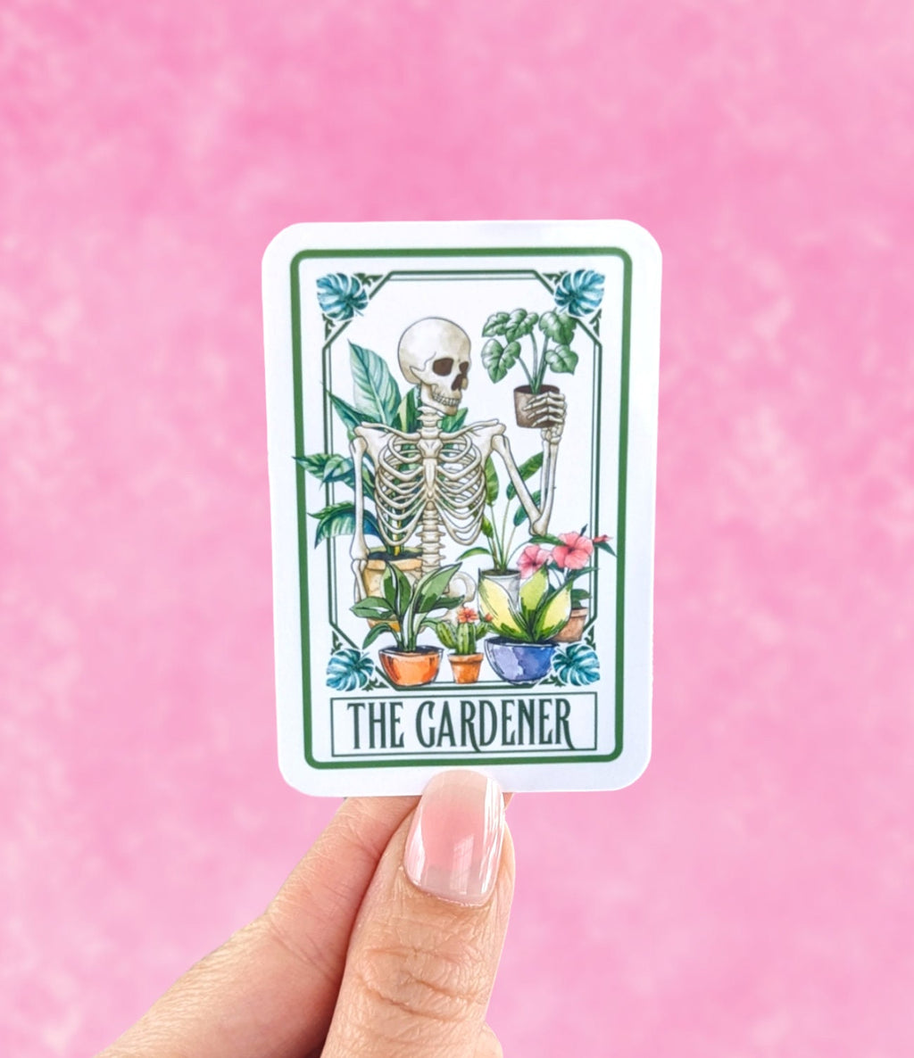 The gardener sticker, tarot card sticker, water bottle sticker, gift for gardener, plant lover gift, laptop stickers, outdoor garden art