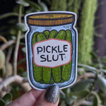 Funny pickle slut sticker, jar of pickles decal for laptops, food lover gift for pickle lovers, unique vinyl sticker