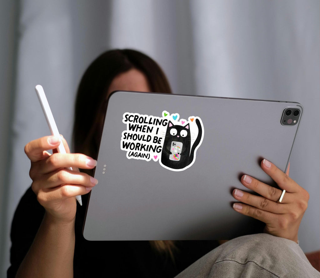 Scrolling When I Should be Working Again Vinyl Sticker