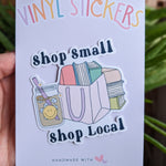 Shop local, shop small stickers for small business, bookish stickers for kindle, book gift for book lover, shopping stickers for her, reader