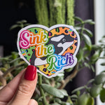 Sink the Rich Sticker, Funny Anti Capitalist Orca Sticker, Political Humor Sticker, Killer Whale Vinyl Sticker, Activist Sticker