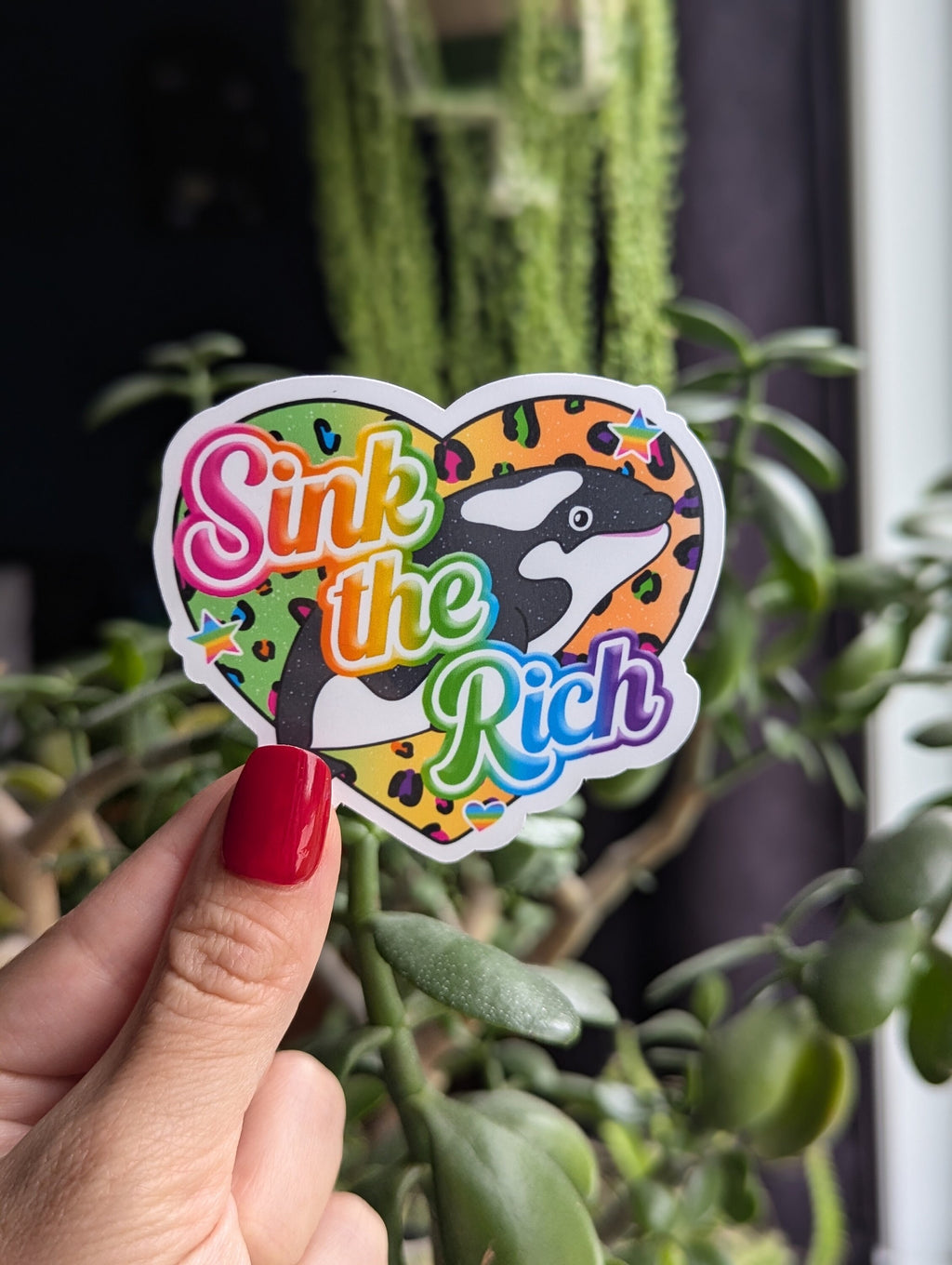 Sink the Rich Sticker, Funny Anti Capitalist Orca Sticker, Political Humor Sticker, Killer Whale Vinyl Sticker, Activist Sticker