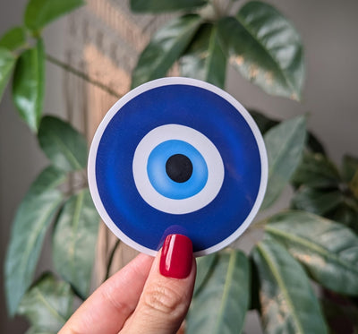 Evil eye sticker for kindle, protection sticker for water bottle, friendship gifts for best friend, Greek evil eye, good luck stickers for