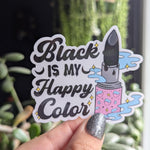 Black is my happy color sticker, goth lipstick, emo stickers for water bottle, witchy gifts for women, funny stickers for laptop, small gift