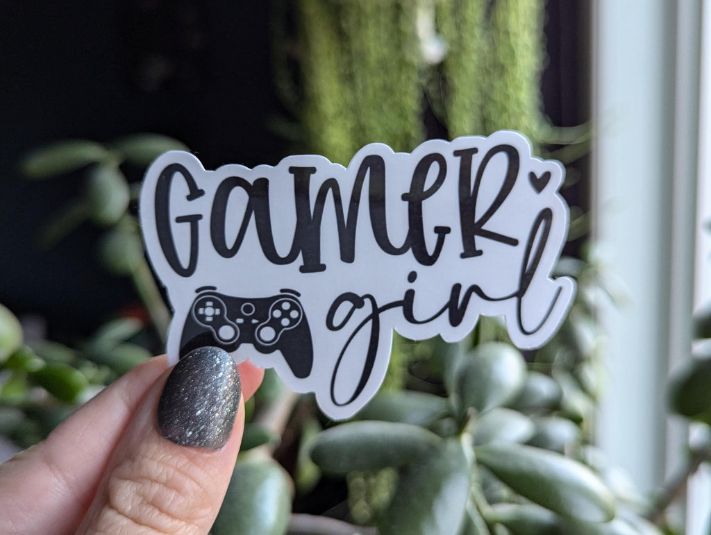 Gamer girl sticker for laptop, video game stickers for journal, gamer gifts for women, gamer girl accessories, small gift for game couples