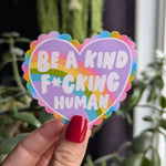 Be a kind f*cking human, be kind stickers for kindle, motivational quotes stickers, rainbow gifts for women, book gift for book lovers, cute