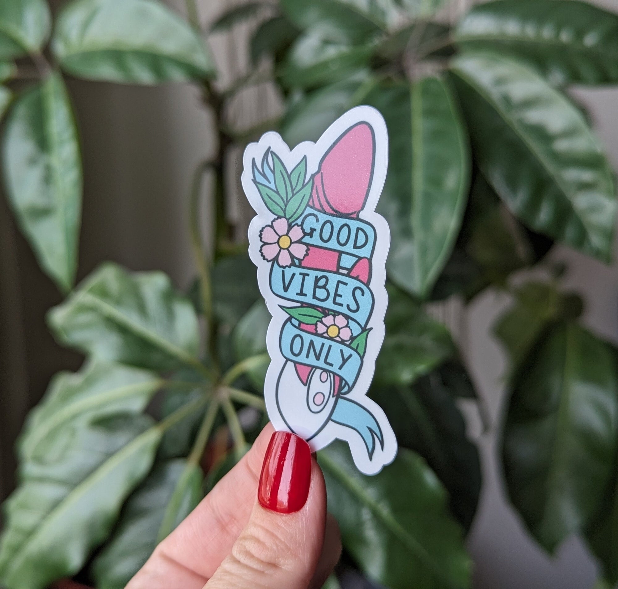 Good vibes only stickers for adults, dirty stickers for water bottle, funny gifts for her, bachelorette party favor, vibrator sticker, kinky