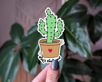 Don’t touch me cactus sticker, funny plant lover vinyl sticker, not a hugger sticker for laptops, water bottle sticker
