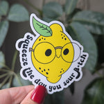 Squeeze the day, lemon stickers for hydroflask funny, snarky stickers for water bottles, cute stickers for Kindle, tumbler accessories, gift