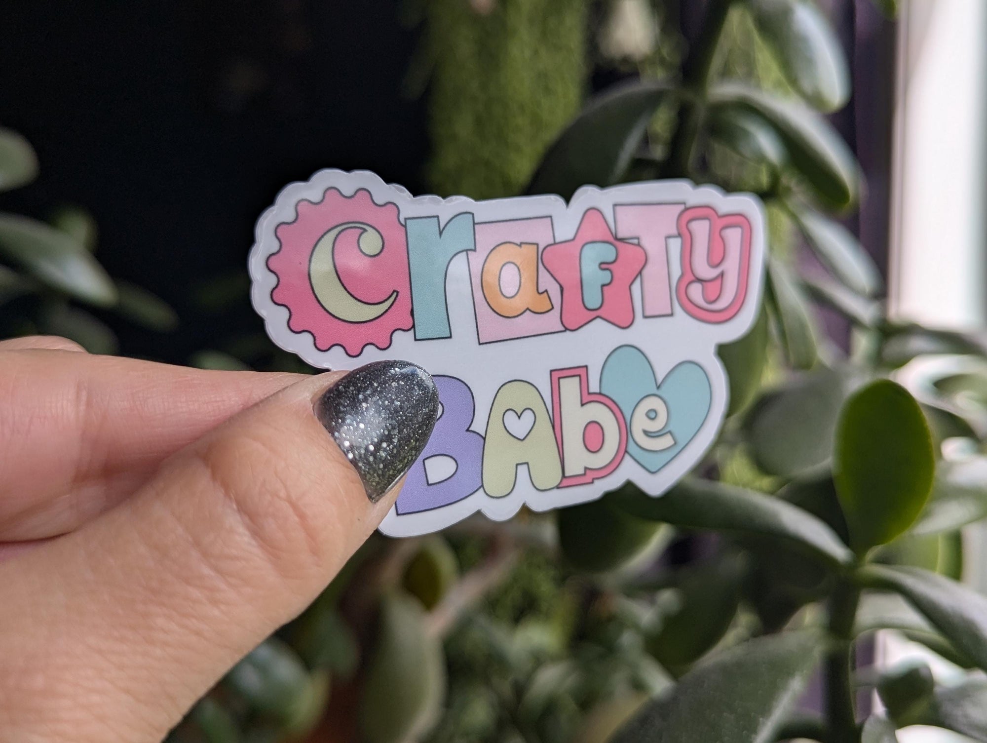 Crafty babe, cute sticker for laptop, small gift for crafter, retro stickers for small business, aesthetic stickers for water bottle, trendy