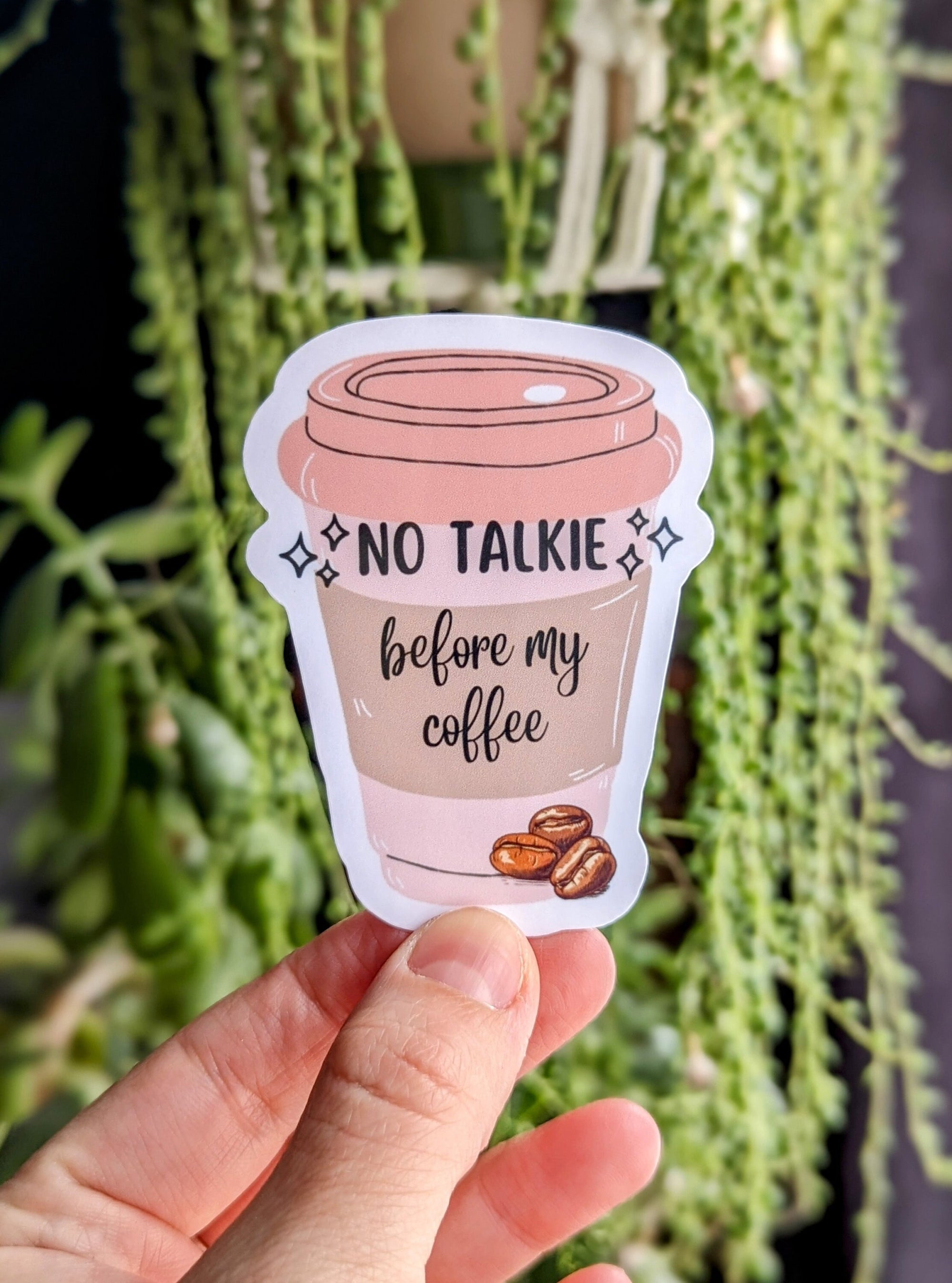 No talkie before coffee, coffee lover stickers for kindle, caffeine gifts for best friend, caffeine addict, iced coffee stickers for laptop