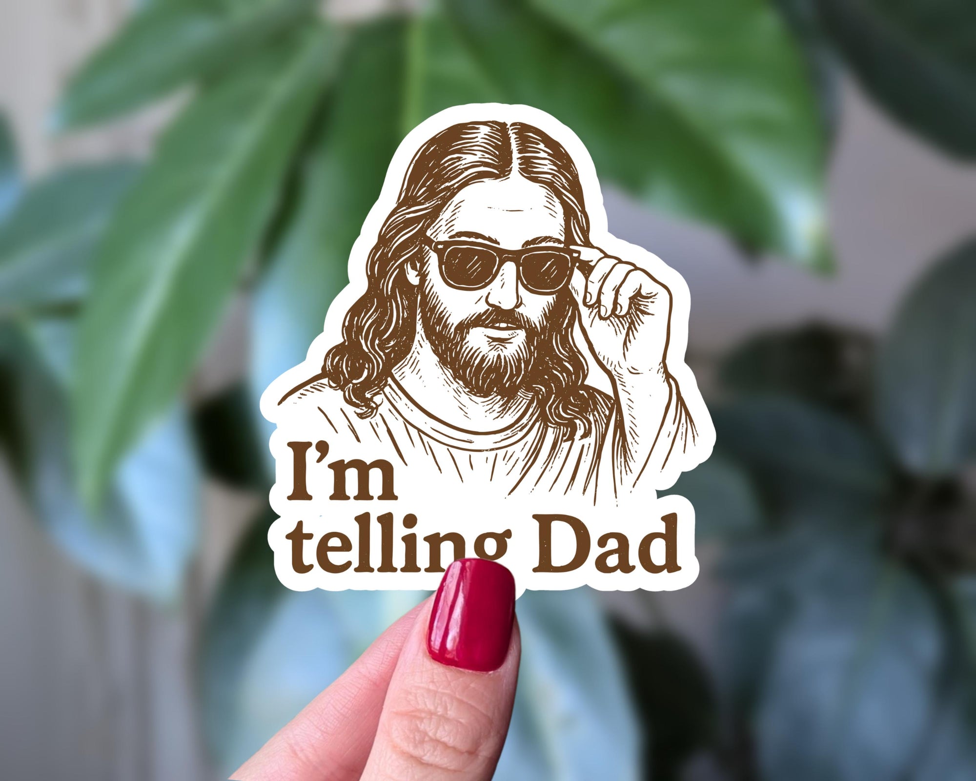 I'm Telling Dad Sticker, Funny Jesus Vinyl Sticker, Christian Humor Sticker, Bible Joke, Dark Humor Gift, Funny Gift Idea