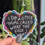 I do what I want sticker, independent woman, sassy stickers for water bottle, black heart sticker for laptop aesthetic, swearing gifts for