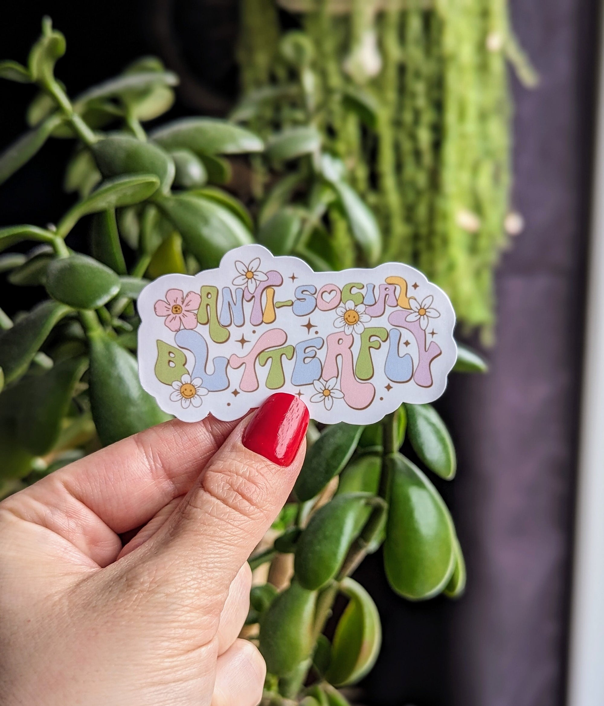 Anti-social butterfly, introvert stickers for hydroflask funny, retro flower stickers for water bottle, tumbler accessories, sticker gift