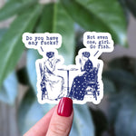 Go Fish Funny Sticker, Snarky Vintage Inspired Quote Sticker for Adults, No Fucks Given, Sarcastic Vinyl Decal for Laptops and Water Bottle