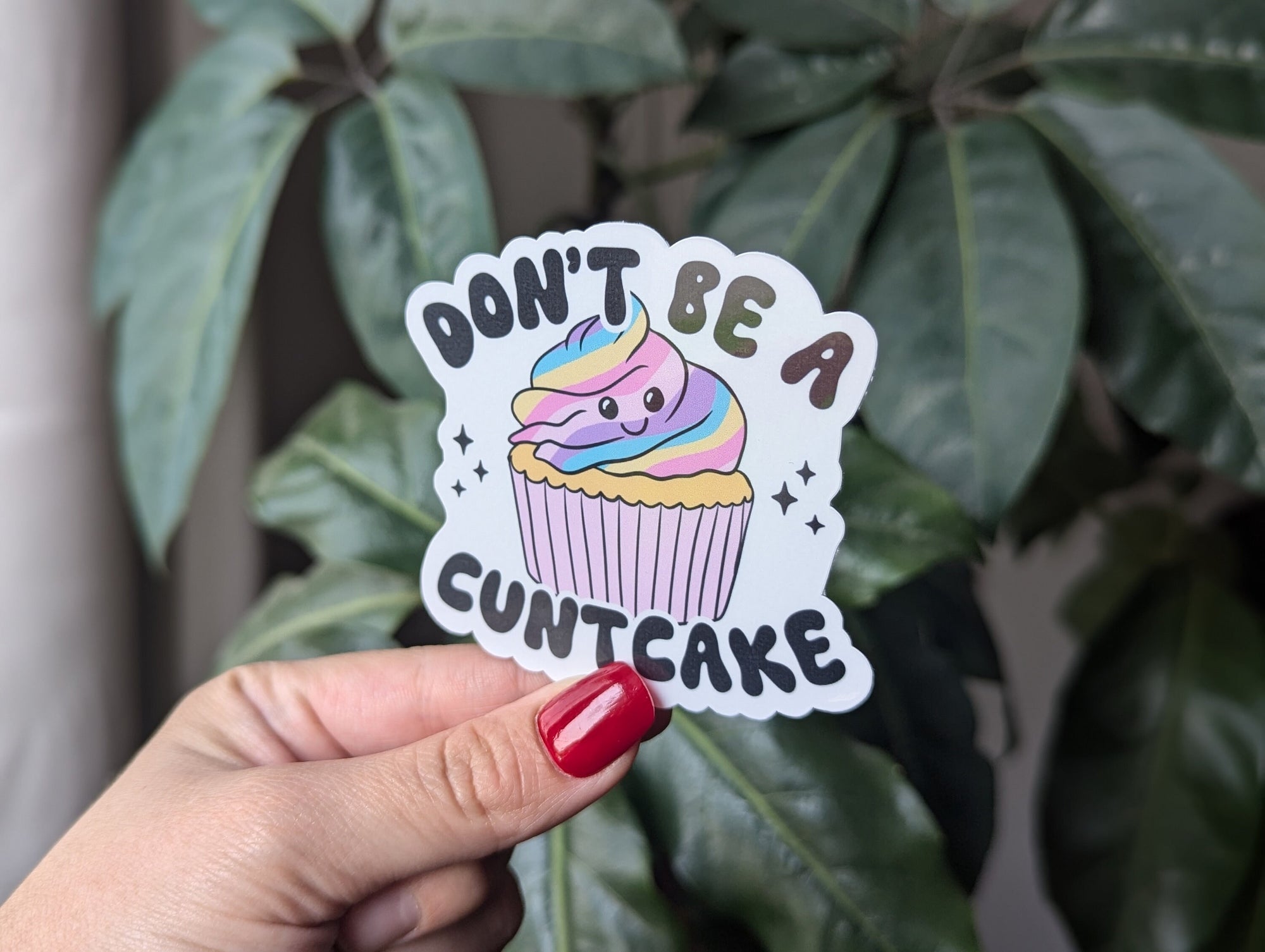 Don't be a cuntcake, adult humor sticker for water bottle, snarky stickers for kindle, funny gift for best friend birthday, cupcake stickers
