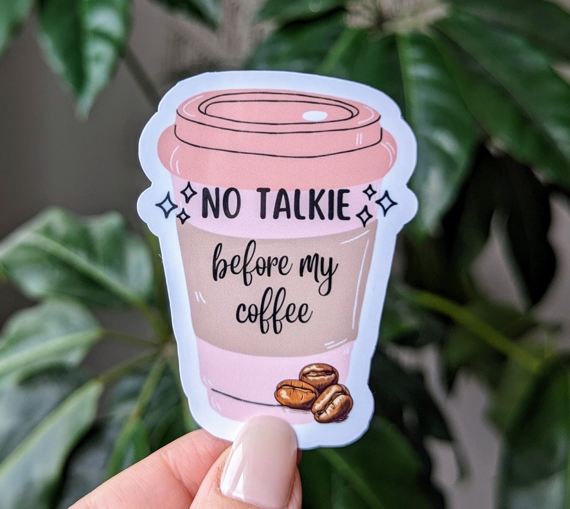 No talkie before coffee, coffee lover stickers for kindle, caffeine gifts for best friend, caffeine addict, iced coffee stickers for laptop