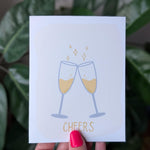 Cheers Greeting Card, Champagne Glasses Celebration Card, Minimilast Hand Draw Card, Congratulations Cheers Card, Toast Card