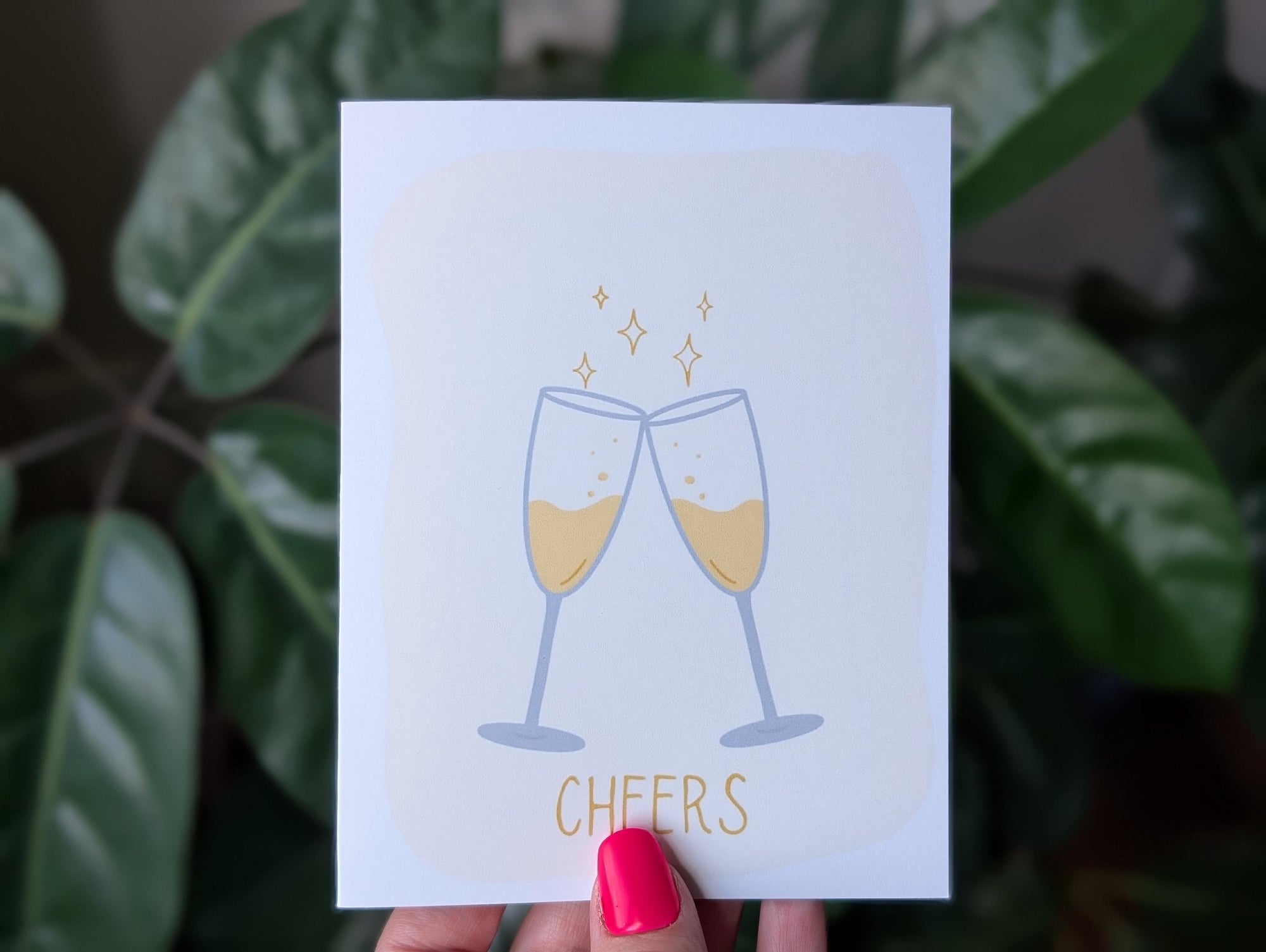 Cheers Greeting Card, Champagne Glasses Celebration Card, Minimilast Hand Draw Card, Congratulations Cheers Card, Toast Card