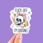 Fuck off I'm baking, sarcasm stickers for kitchenaid mixer, funny stickers adult, baking lover gift, rude stickers for laptop, skeleton art