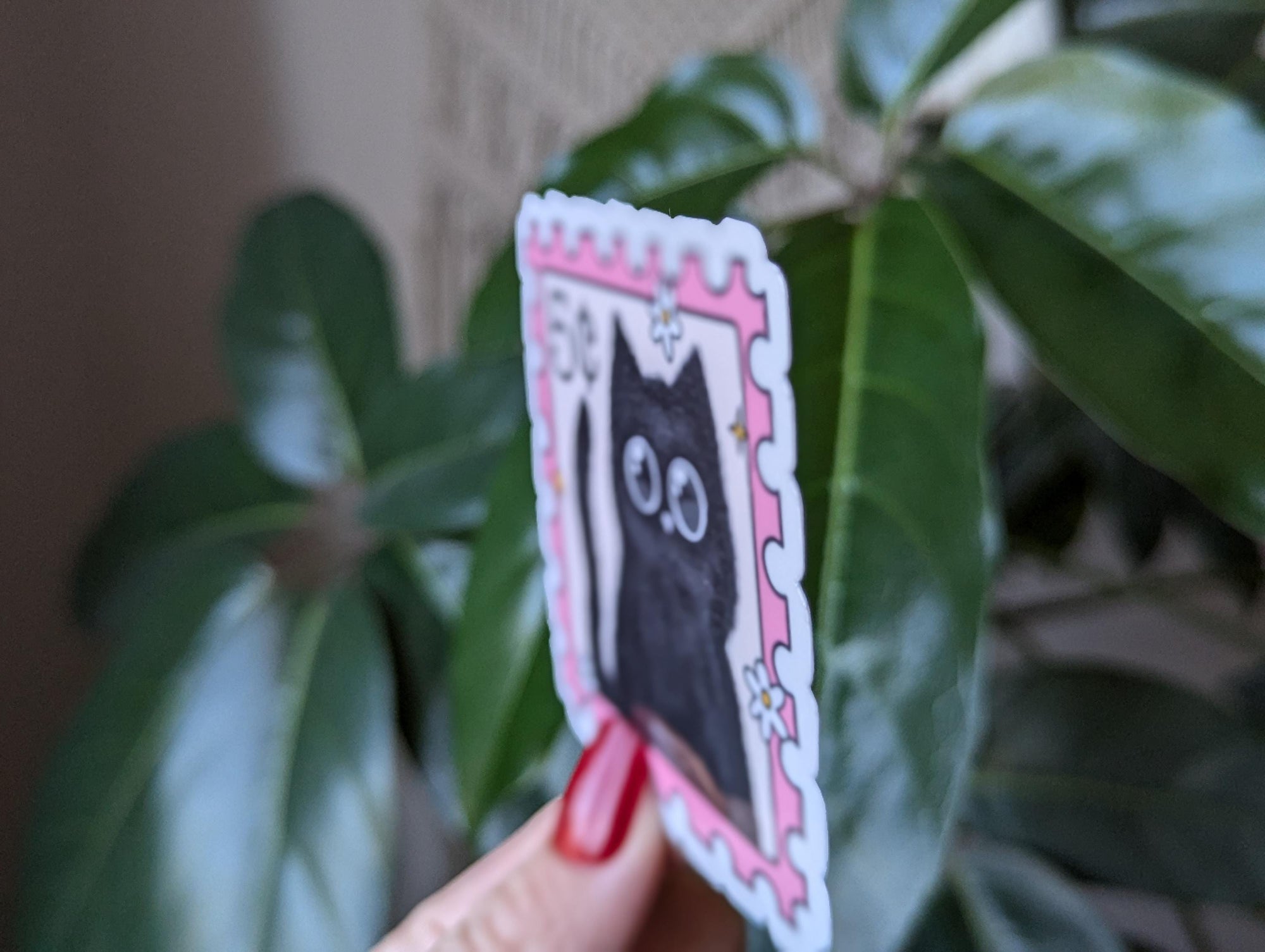Cute Black Cat Stamp Vinyl Sticker