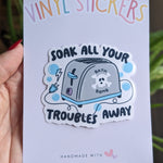 toaster bath bomb, dark humor stickers for hydroflask funny, live laugh toaster bath sticker for water bottle, dark gifts for best friend