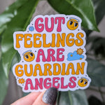 Gut feelings are guardian angels sticker, retro stickers for water bottle, aesthetic stickers for kindle, positive affirmation stickers for