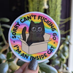 Can't go I'm an inside cat, funny introvert stickers for water bottle, anti social sticker for laptop, mental health sticker, cat lover gift