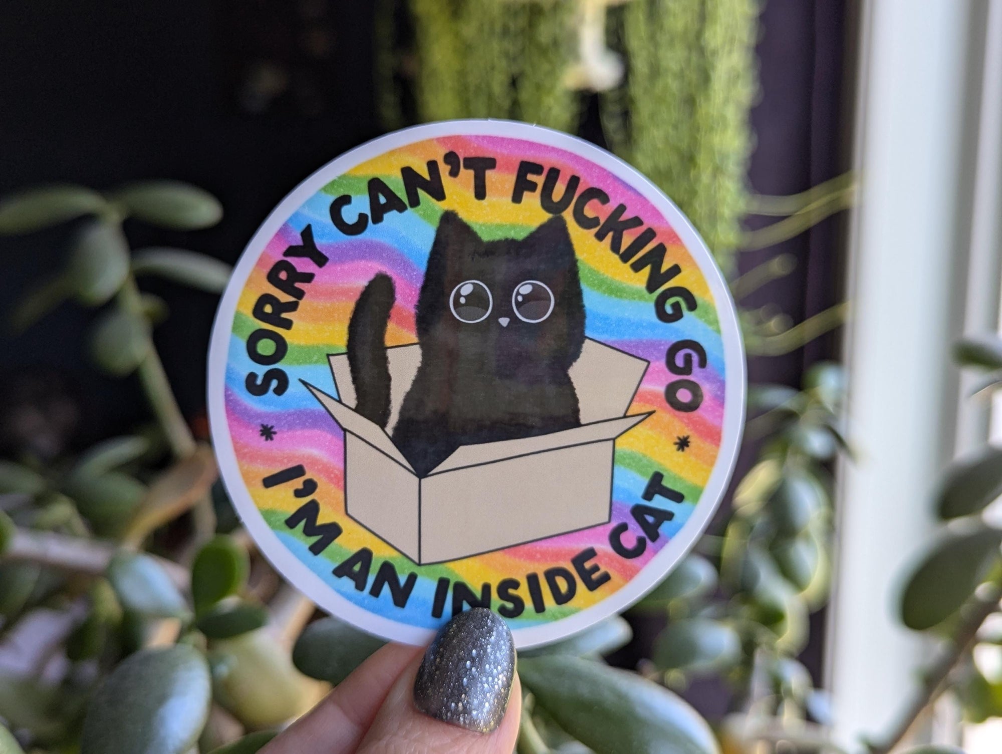 Can't go I'm an inside cat, funny introvert stickers for water bottle, anti social sticker for laptop, mental health sticker, cat lover gift