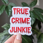True crime junkie, crime junkie stickers for Kindle, true crime decor, booktok merch, podcast gift, book club stickers, book lover gift for