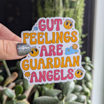 Gut feelings are guardian angels sticker, retro stickers for water bottle, aesthetic stickers for kindle, positive affirmation stickers for