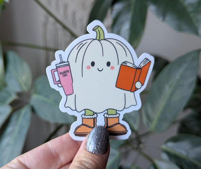 Bookish fuel, cute ghost stickers for tumblers, Halloween stickers for kindle, book gift for book lovers, small gift for reader women, books