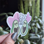 Let's avo-cuddle, cute food stickers for laptop, avacado sticker, couples stickers for water bottle, anniversary gift for girlfriend