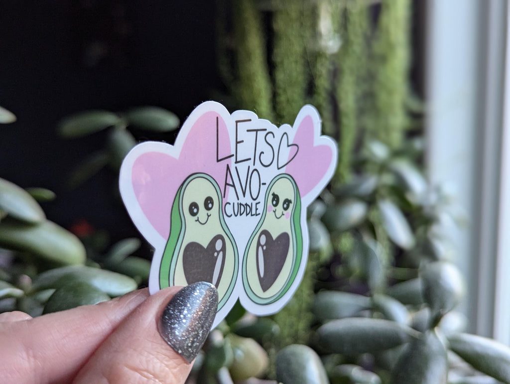 Let's avo-cuddle, cute food stickers for laptop, avacado sticker, couples stickers for water bottle, anniversary gift for girlfriend