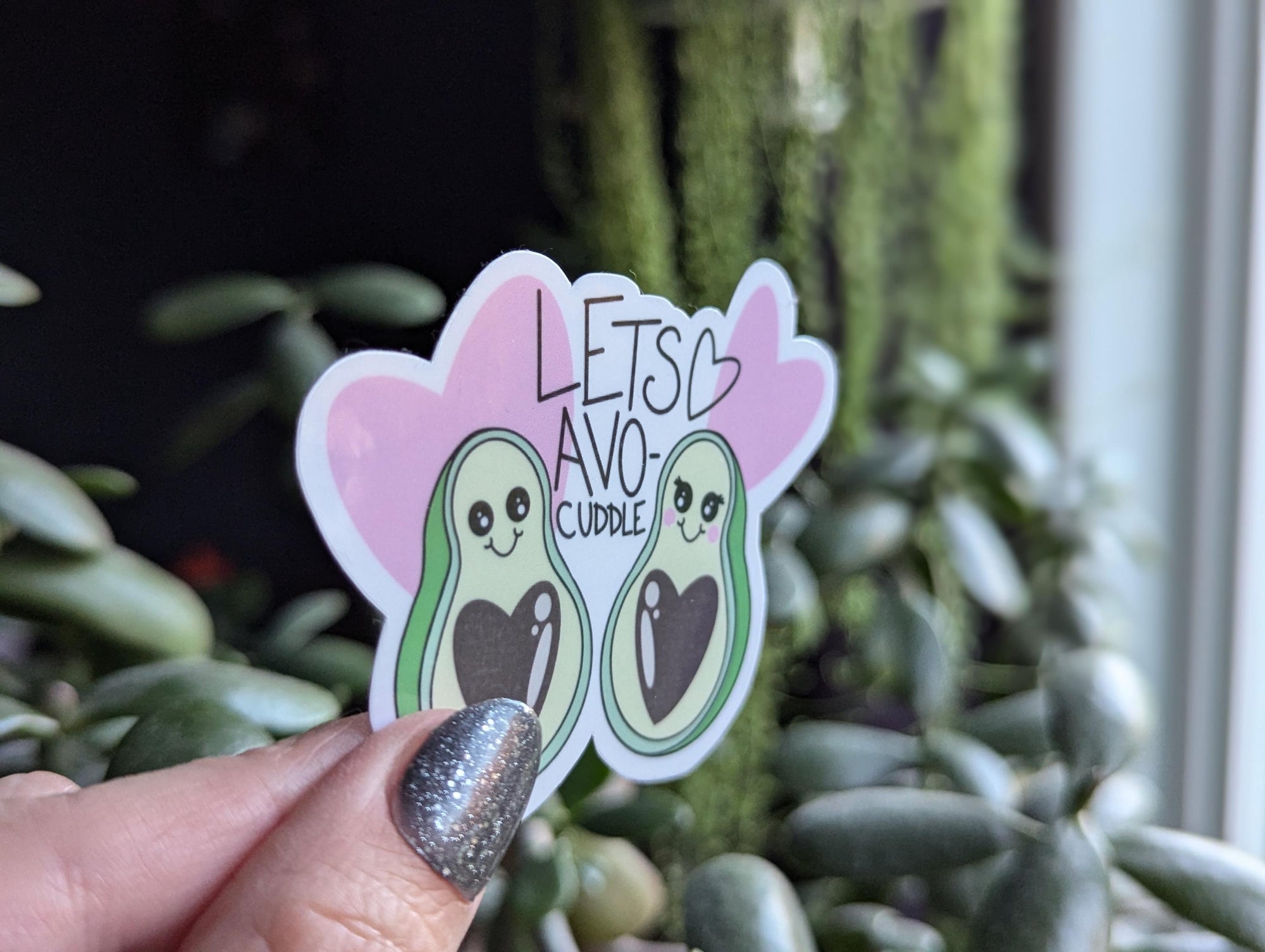 Let's avo-cuddle, cute food stickers for laptop, avacado sticker, couples stickers for water bottle, anniversary gift for girlfriend