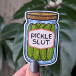 Funny pickle slut sticker, jar of pickles decal for laptops, food lover gift for pickle lovers, unique vinyl sticker