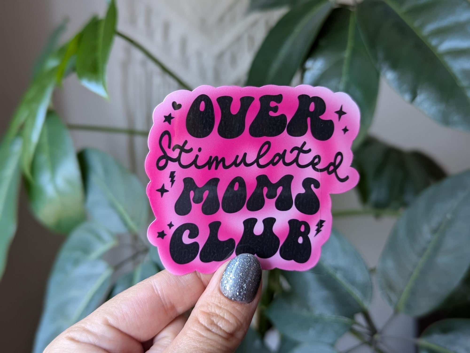 Overstimulated mom's club sticker, sarcastic laptop sticker, funny water bottle stickers, gift for new mom, mom merch, dark humor stickers