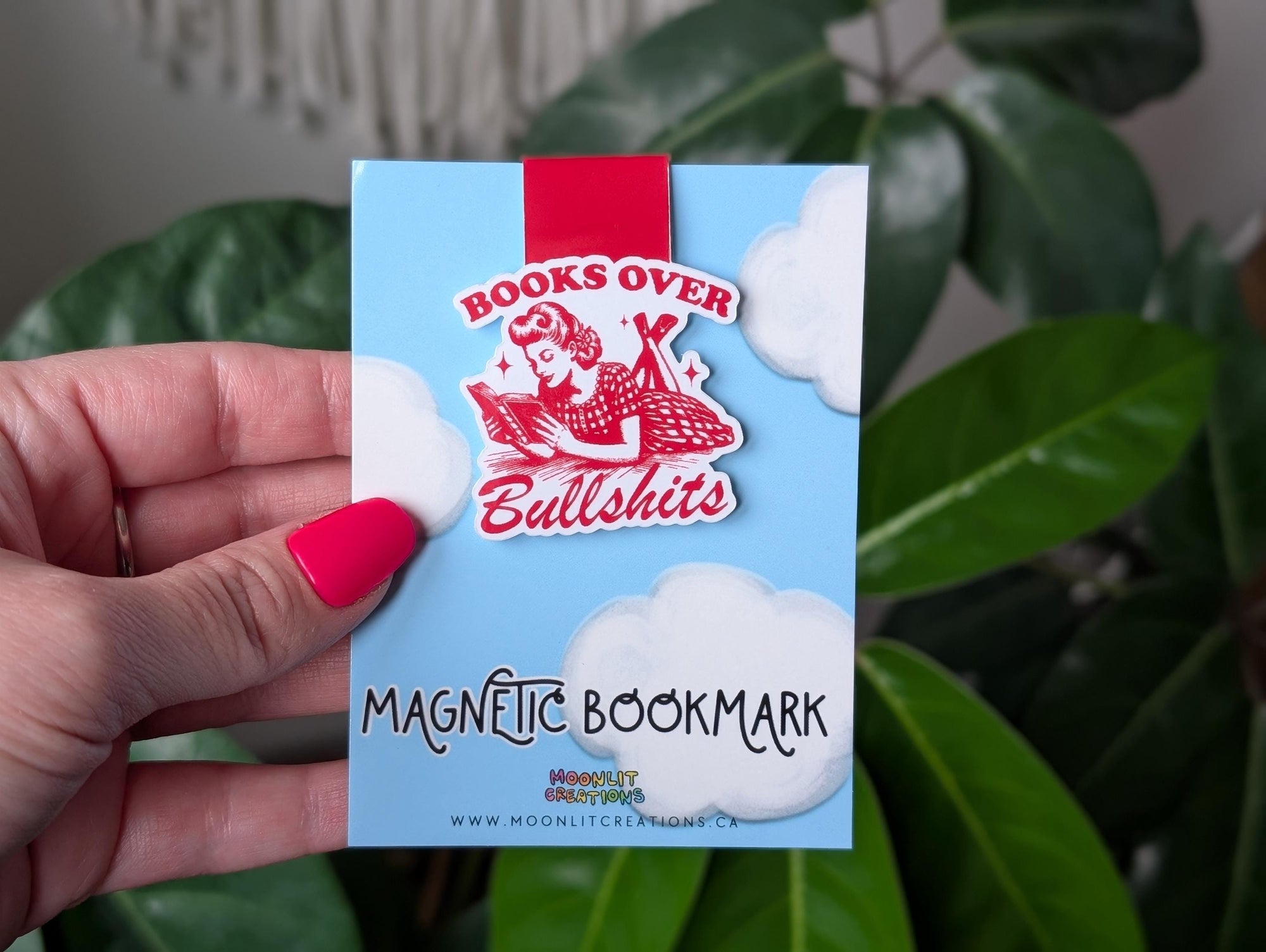 Books Over Bullshits Magnetic Bookmark for Book Lovers