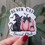 Black cat social club, Halloween stickers for kindle, black cat lover, cat gifts for cat lovers, spooky season stickers for her, witchy gift