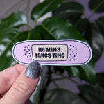 Healing takes time, motivational stickers for hydroflask mental health, bandaid sticker for phone case, tumbler accessories, bestie gift