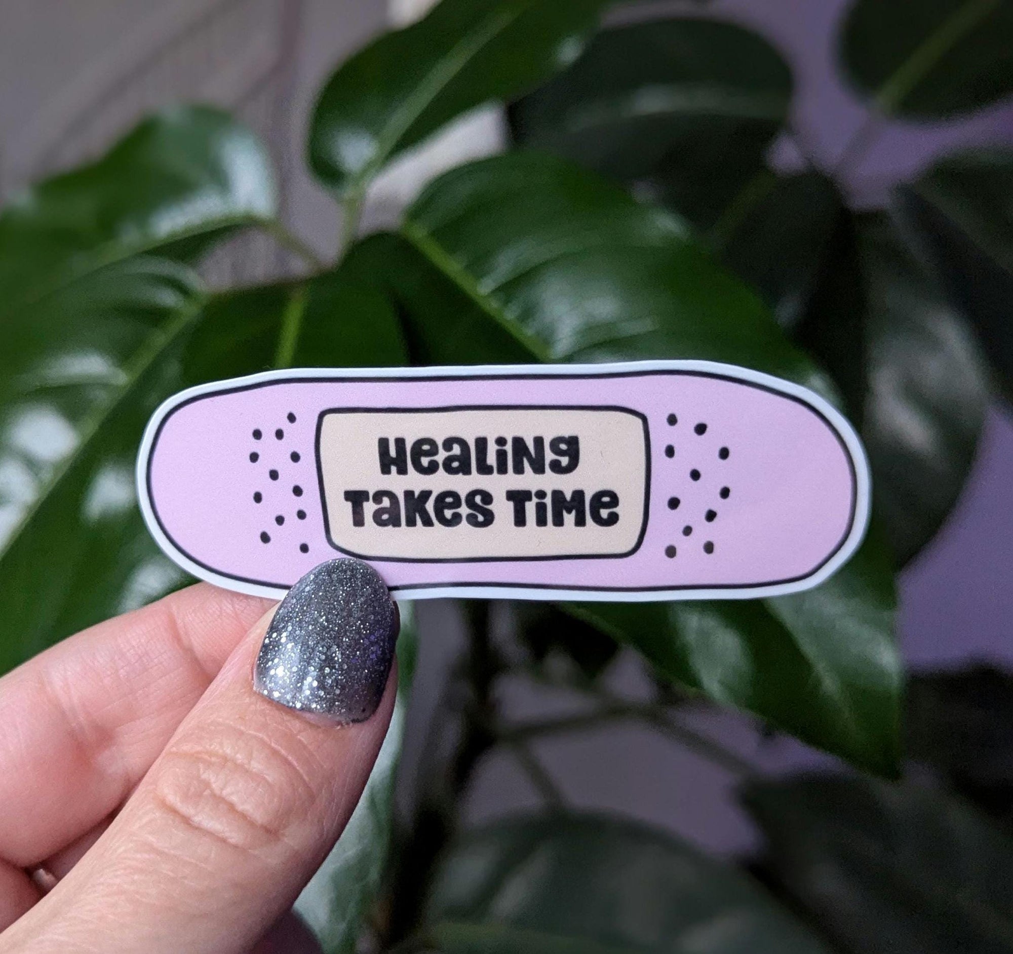 Healing takes time, motivational stickers for hydroflask mental health, bandaid sticker for phone case, tumbler accessories, bestie gift