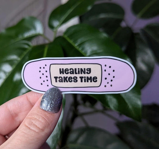Healing takes time, motivational stickers for hydroflask mental health, bandaid sticker for phone case, tumbler accessories, bestie gift