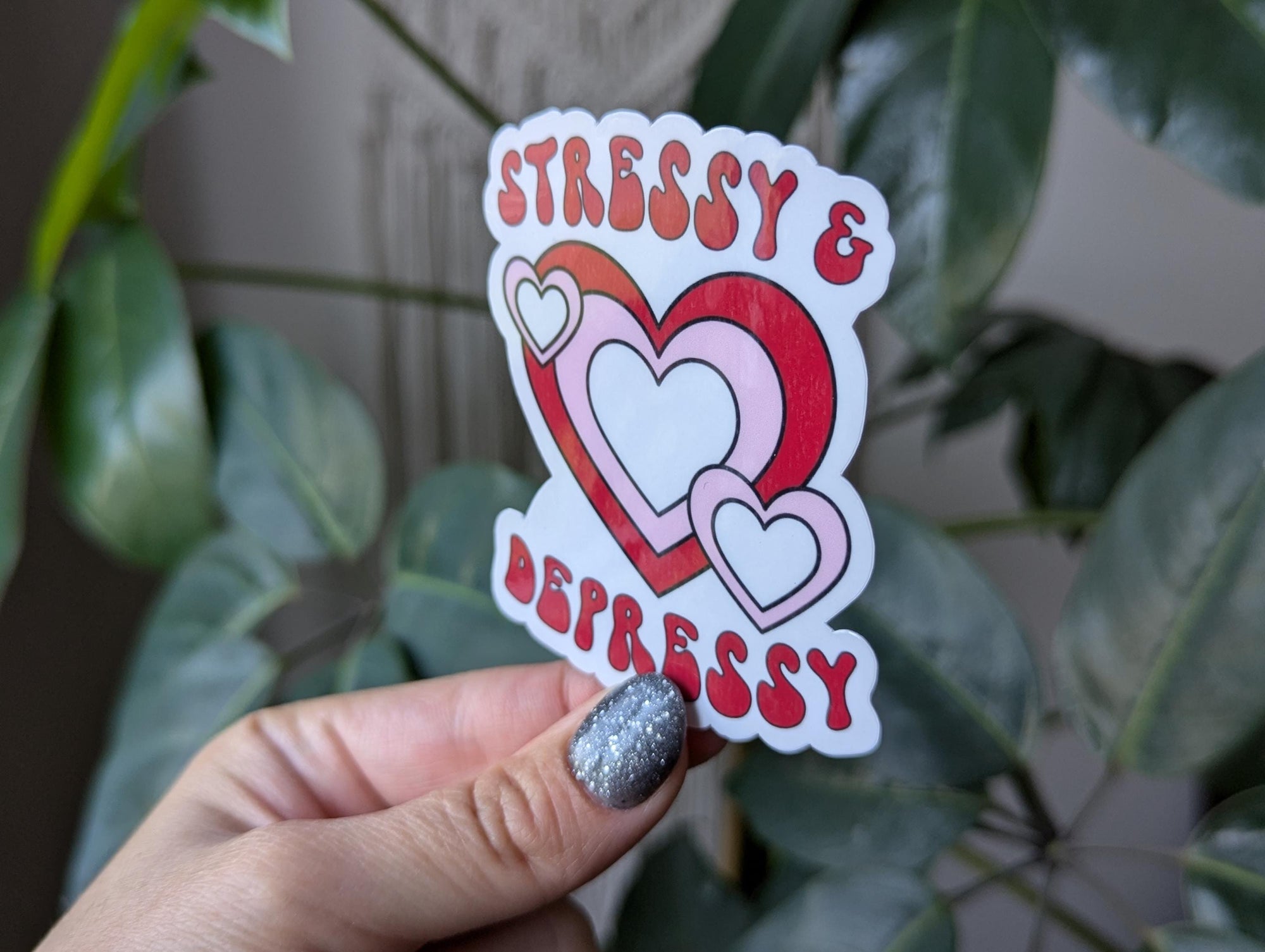 Stressy and depressy sticker, funny mental health stickers for water bottle, dark humor stickers for adults, sarcastic gifts for best friend