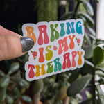 Baking is my therapy, baking lover gift, bake sticker for laptop, small gift for cook, bakery stickers, aesthetic stickers for water bottle