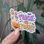 Trick or treat sticker for kids school, Halloween stickers for water bottle, spooky season gift for niece, fall theamed gifts for daughter